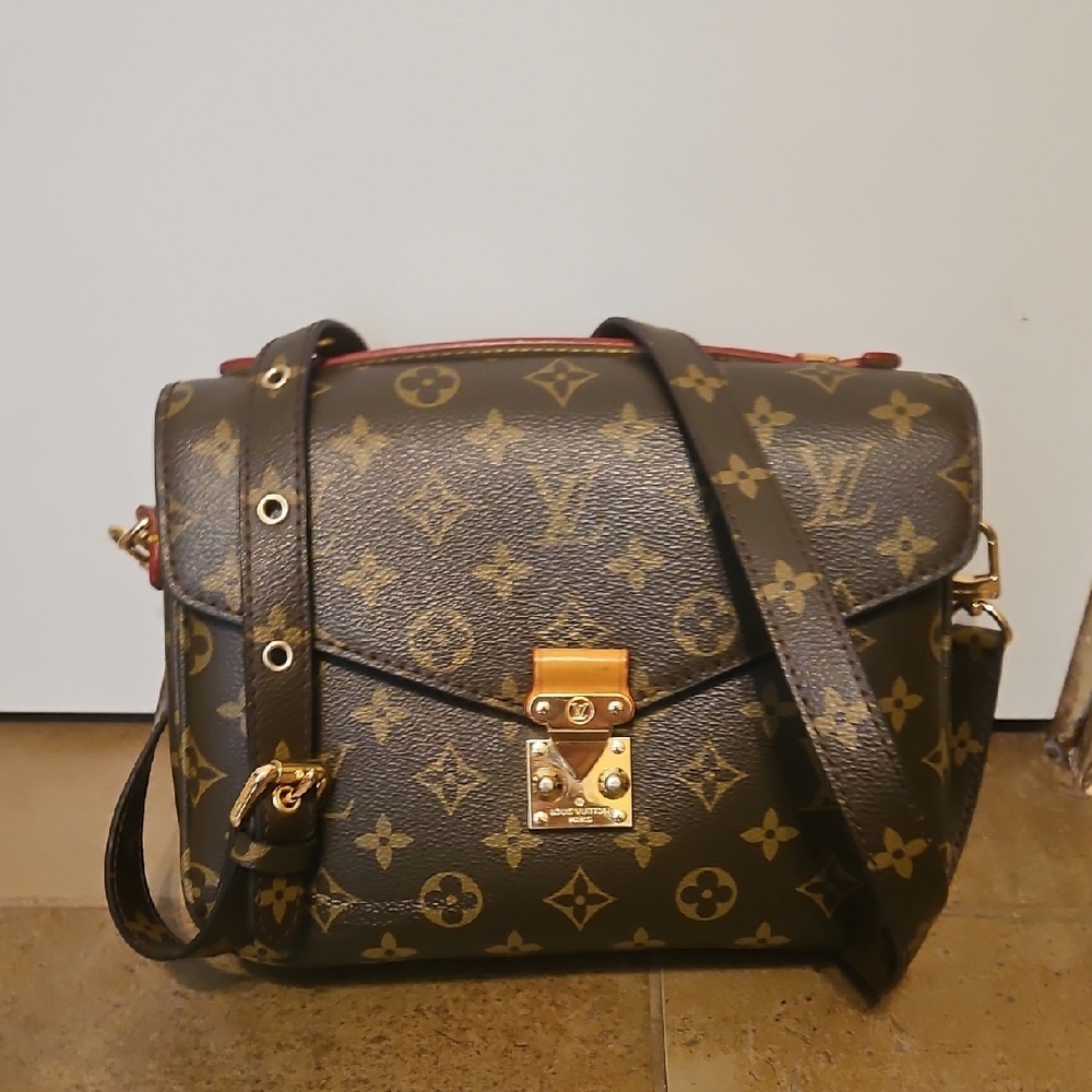 Designer Gold and Brown Monogram Crossbody Bag